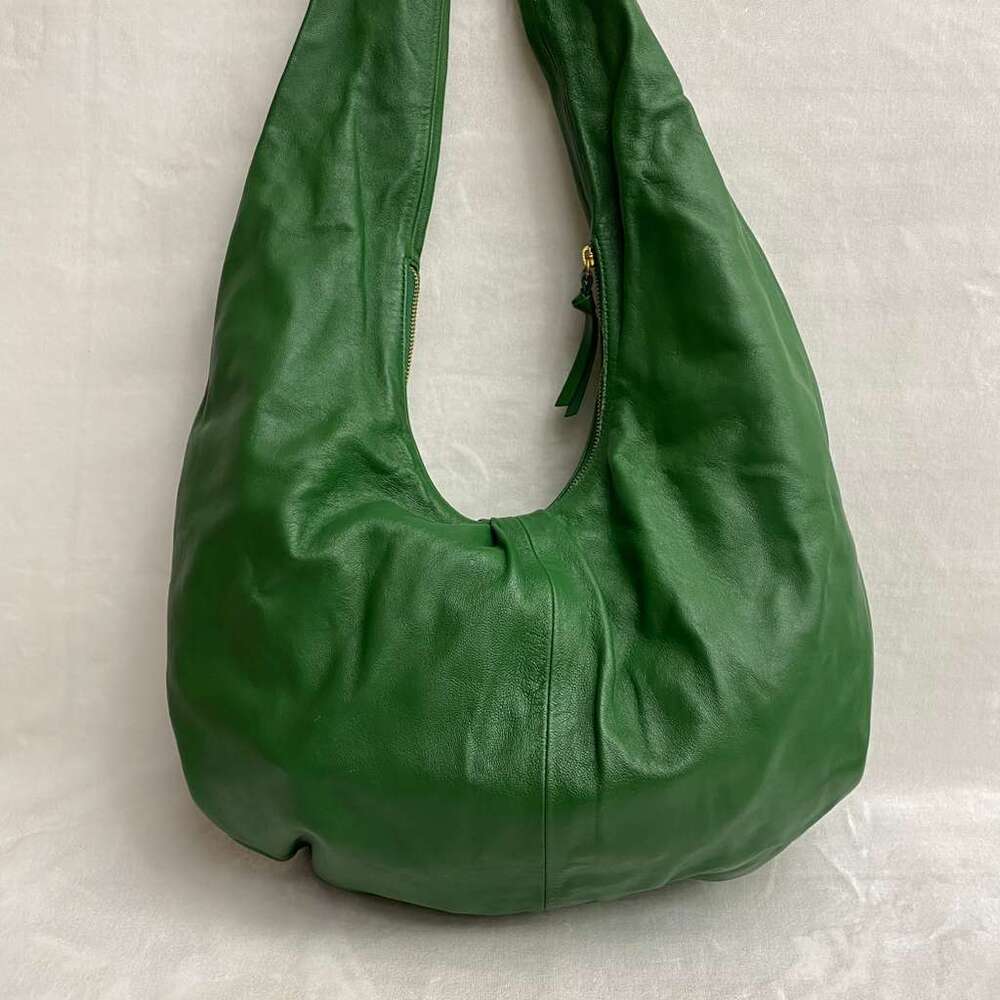 Anthropologie Women's Green Lambskin Leather Hobo - Picture 10 of 13